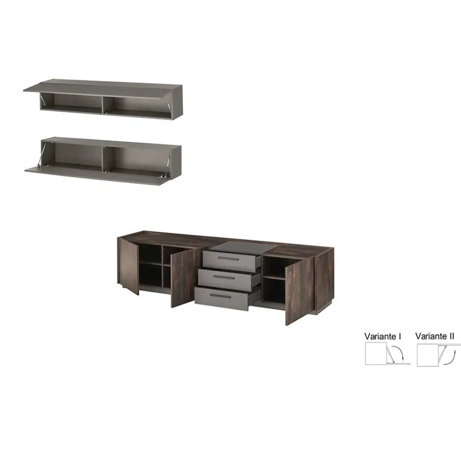 Moderne Wohnwände|Wohnwand 350 Cm*Pharao24 Wohnwand 3-teilig Hanniba