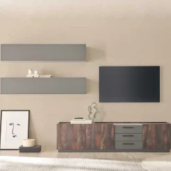 Moderne Wohnwände|Wohnwand 350 Cm*Pharao24 Wohnwand 3-teilig Hanniba