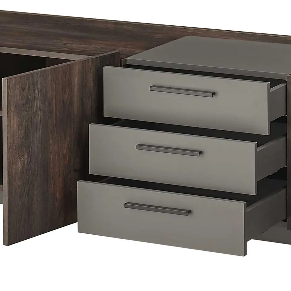 Moderne Wohnwände|Wohnwand 350 Cm*Pharao24 Wohnwand 3-teilig Hanniba