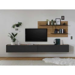 Moderne Wohnwände|Wohnwand 300 Cm*Pharao24 Wohnwand Uzniana