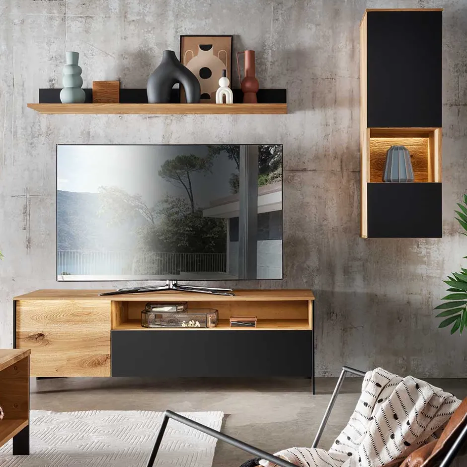 Moderne Wohnwände|Massivholz Wohnwände*Pharao24 Wohnzimmer Anbauwand Despinia