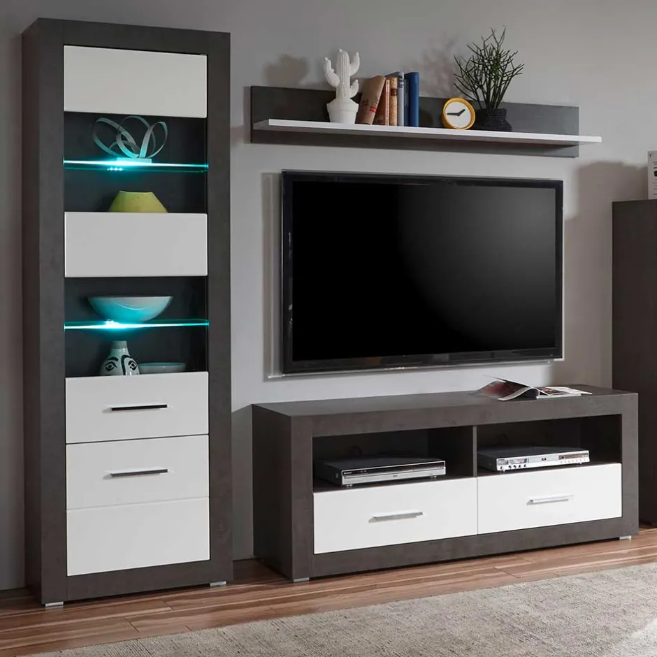 Moderne Wohnwände|Hochglanz Wohnwände*Pharao24 Wohnzimmer Anbauwand Jains