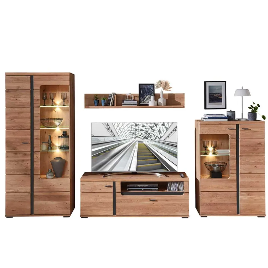 Pharao24 Wohnzimmer Anbauwand Sebetino> Wohnzimmerschrank|Wohnwand 350 Cm