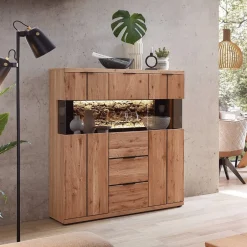 Pharao24 Wohnzimmer Highboard Emly> Wohnzimmervitrinen|Vitrinenschrank