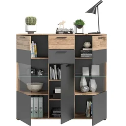 Vitrinenschrank|Wohnzimmervitrinen*Pharao24 Wohnzimmer Highboard Plestna