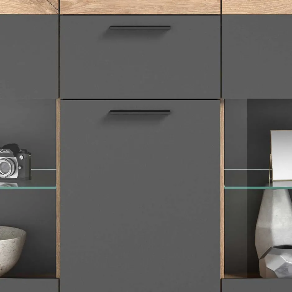 Vitrinenschrank|Wohnzimmervitrinen*Pharao24 Wohnzimmer Highboard Plestna