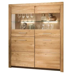 Pharao24 Wohnzimmer Highboard Wildeiche Divrina> Wohnzimmerkommoden|Vitrinenschrank