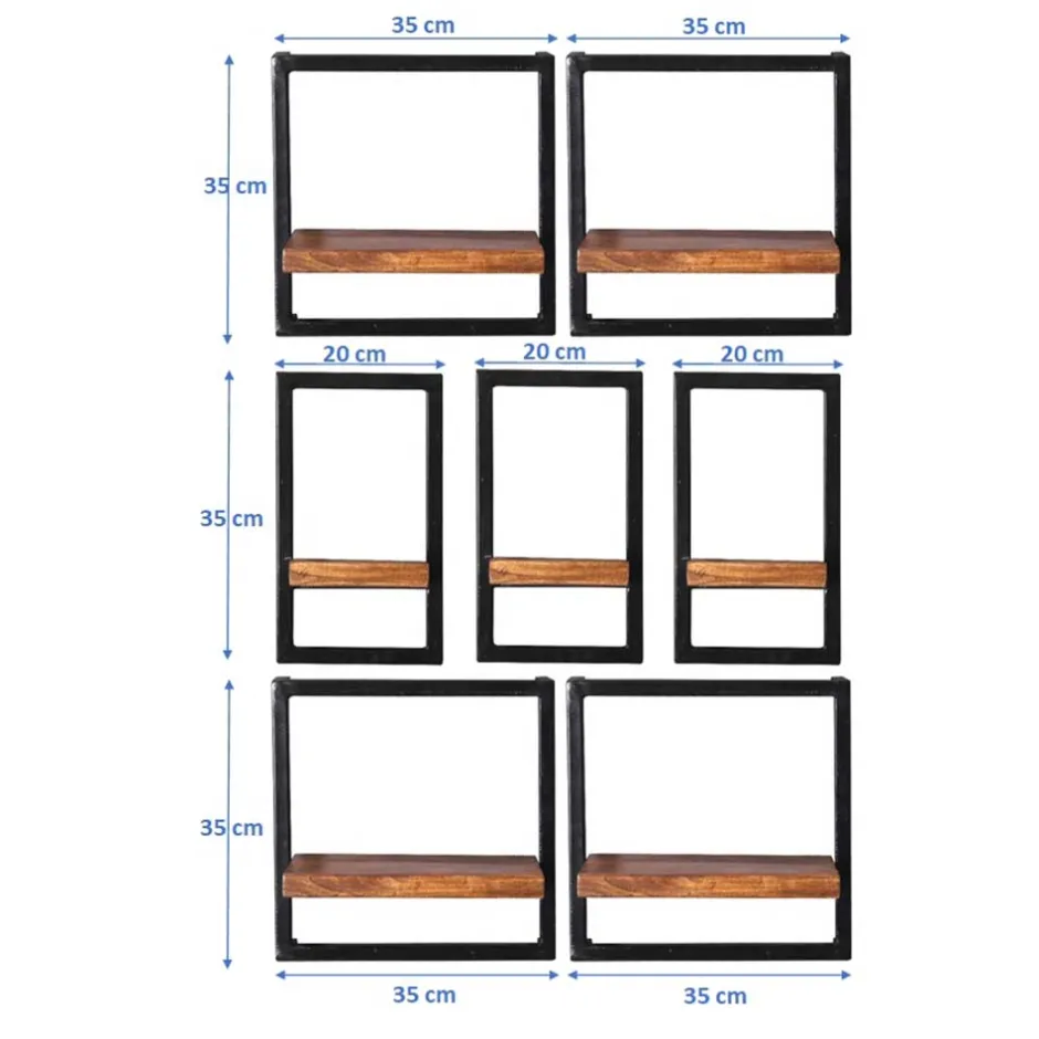 Hängeregale*Pharao24 Wohnzimmer Regal Set India