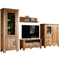 Wohnwand 350 Cm|Massivholz Wohnwände*Pharao24 Wohnzimmer Schrankwand Grasilla