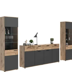 Moderne Wohnwände|Wohnwand 300 Cm*Pharao24 Wohnzimmer Schränke Plestna