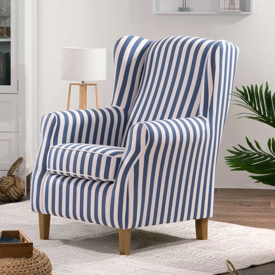 Pharao24 Wohnzimmer Sessel Streifen Taba> Ohrensessel