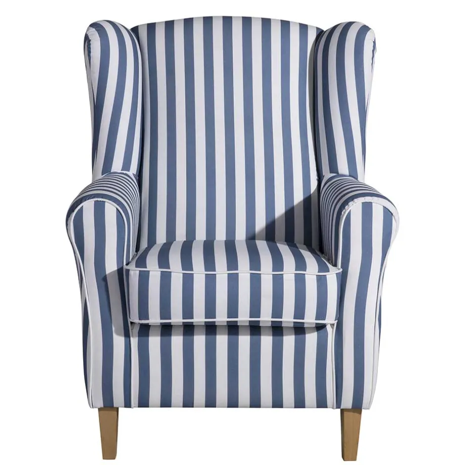 Pharao24 Wohnzimmer Sessel Streifen Taba> Ohrensessel