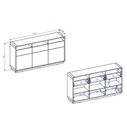 Küchenkommode|Esszimmerkommoden*Pharao24 Wohnzimmer Sideboard Sismail