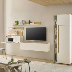 Wohnwand 300 Cm|Moderne Wohnwände*Pharao24 Wohnzimmermöbel mit Schreibtisch Rascian