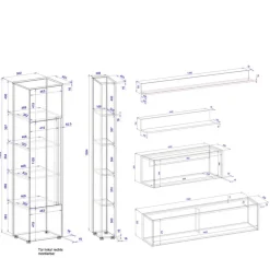 Wohnwand 300 Cm|Moderne Wohnwände*Pharao24 Wohnzimmermöbel mit Schreibtisch Rascian