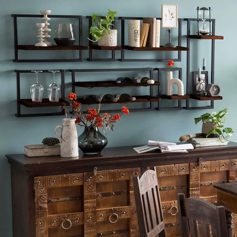 Hängeregale|Massivholzregale*Pharao24 Wohnzimmerregal Mysore