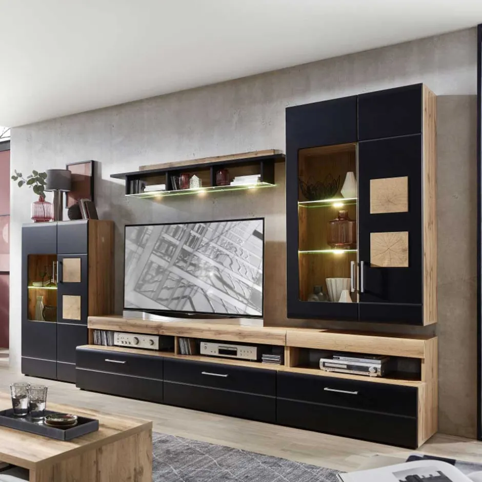 Wohnzimmerschrank|Wohnwand 350 Cm*Pharao24 Wohnzimmerschrankwand Beldar