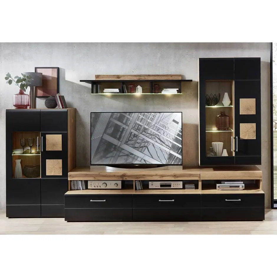 Wohnzimmerschrank|Wohnwand 350 Cm*Pharao24 Wohnzimmerschrankwand Beldar