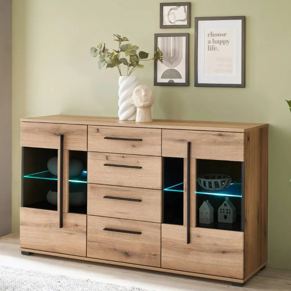 Moderne Wohnwände|Wohnwand 250 Cm*Pharao24 Wohnzimmerschrankwand Cemutra