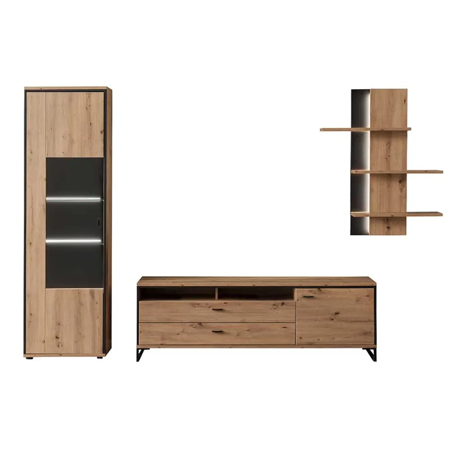 Wohnwand 250 Cm|Moderne Wohnwände*Pharao24 Wohnzimmerschrankwand Geronda