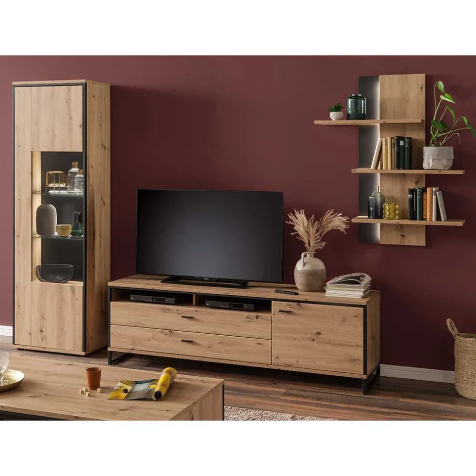 Wohnwand 250 Cm|Moderne Wohnwände*Pharao24 Wohnzimmerschrankwand Geronda