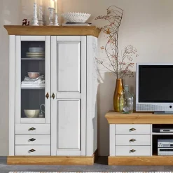 Massivholzmöbel|Wohnzimmerschrank*Pharao24 Wohnzimmervitrine Constanta
