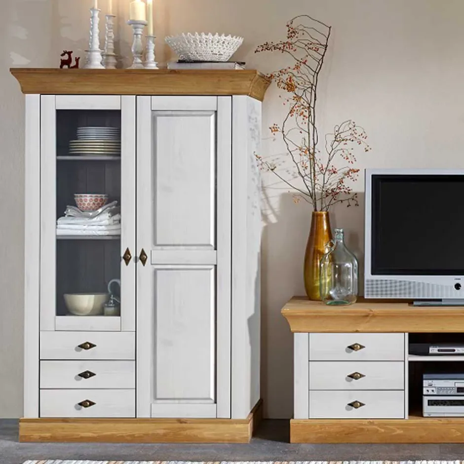 Massivholzmöbel|Wohnzimmerschrank*Pharao24 Wohnzimmervitrine Constanta