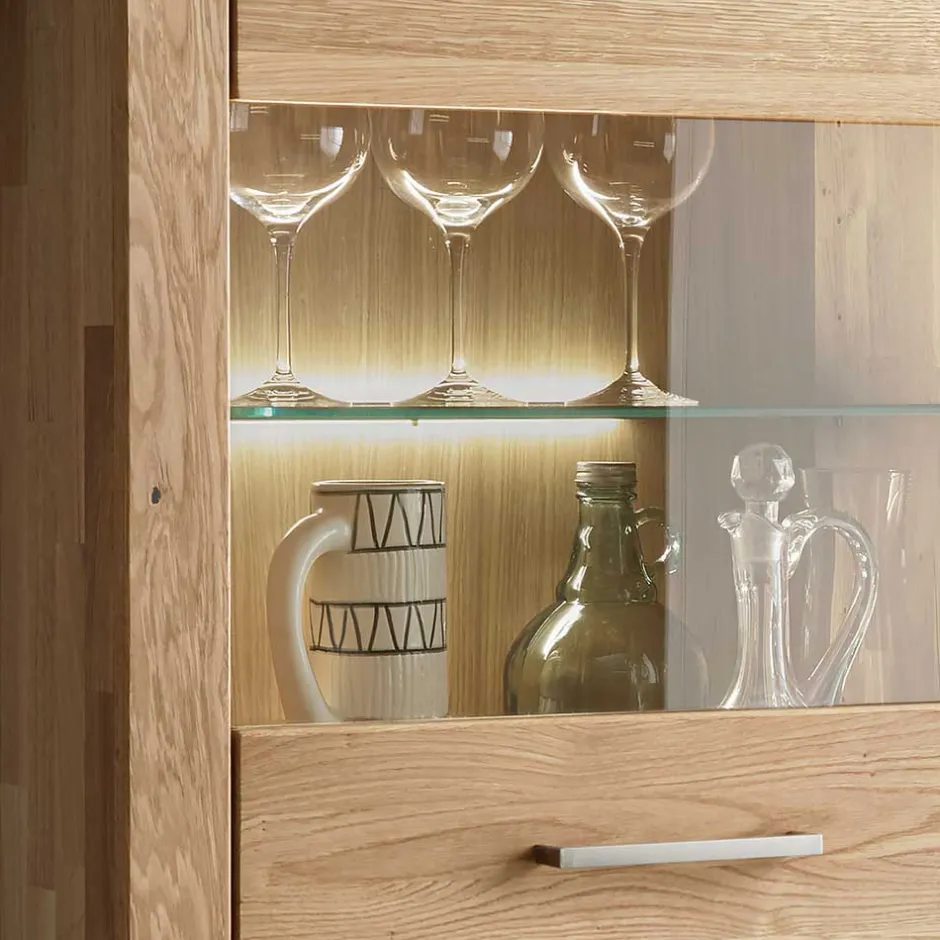 Pharao24 Wohnzimmervitrine Wildeiche Divrina> Massivholzmöbel|Vitrinenschrank