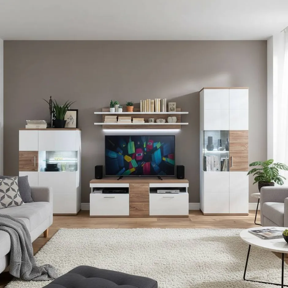 Wohnwand 350 Cm|Moderne Wohnwände*Pharao24 Wohnzimmerwand Gazino