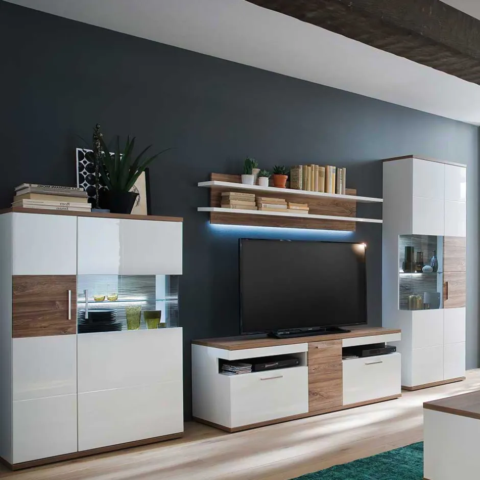 Wohnwand 350 Cm|Moderne Wohnwände*Pharao24 Wohnzimmerwand Gazino