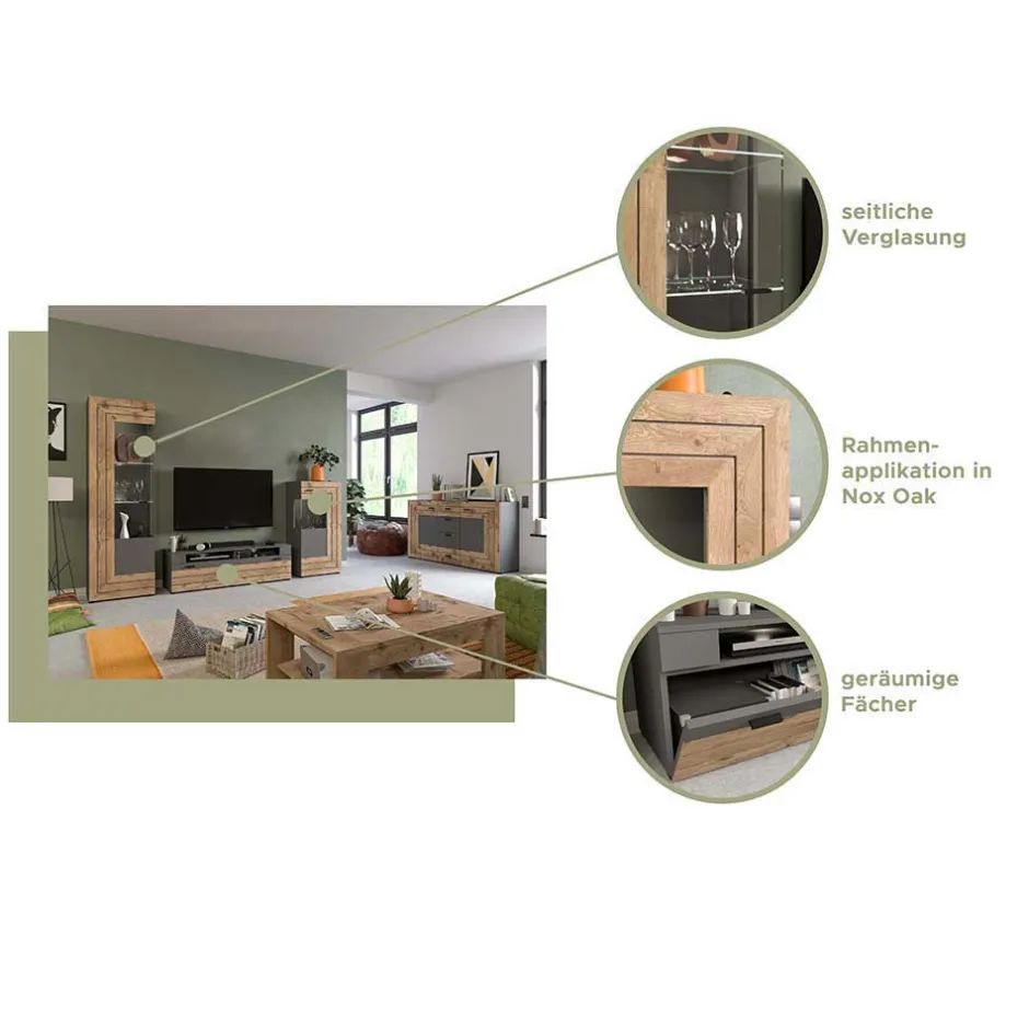 Moderne Wohnwände|Wohnwand 250 Cm*Pharao24 Wohnzimmerwand modern Contreros